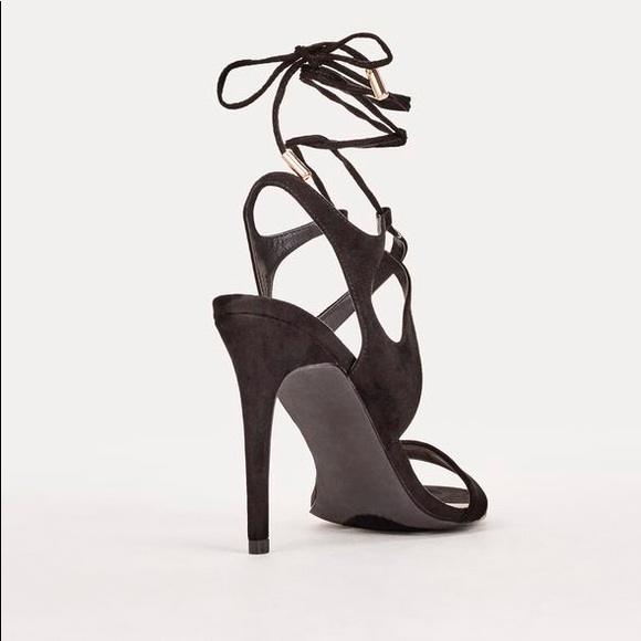 Just Fab black heel sandals with ankle straps - Picture 3 of 7